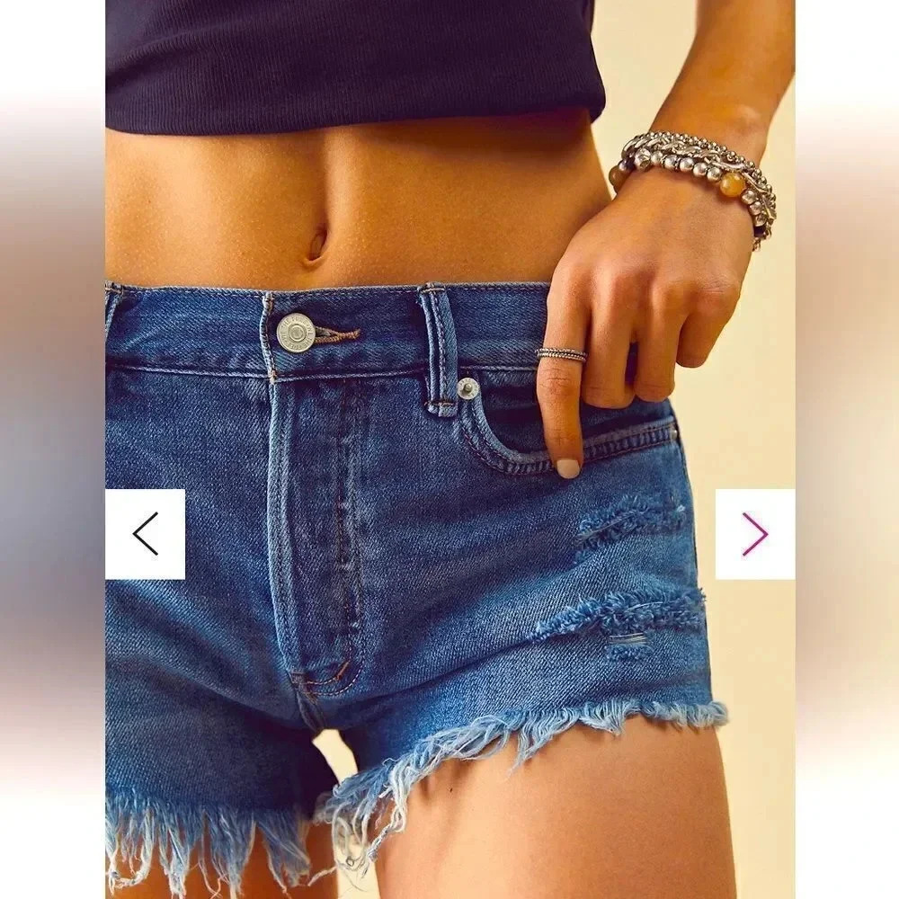Free People Loving Good Vibrations Spring White Jean Shorts SZ. 28 NWT